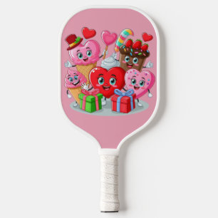 Cartoon Heart & Sweet friends valentine's day Pickleball Paddle