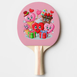 Cartoon Heart & Sweet friends valentine's day Ping Pong Paddle