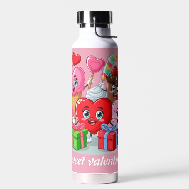 Cartoon Heart & Sweet friends valentine's day Water Bottle (Left)