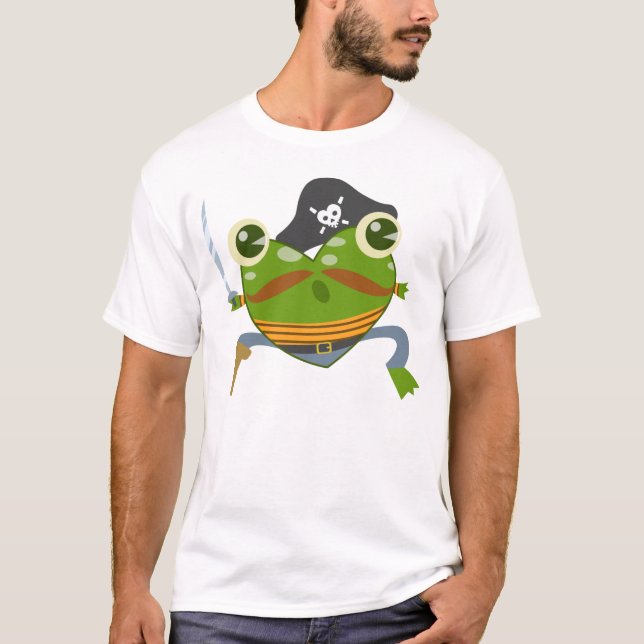 Cartoon Hearts Frog Pirate T-Shirt (Front)