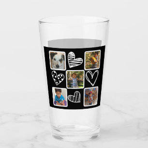 Cartoon Hearts Photo Collage Personal Message Glass
