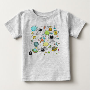 cartoon,Heather Grey,[cloud,rocket,astronaut] Baby T-Shirt