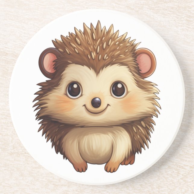 Cartoon hedgehog illustration coaster (Front)