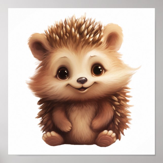 Cartoon hedgehog illustration poster (Front)