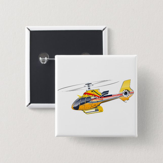 Cartoon Helicopter 2 Inch Square Button (Front & Back)