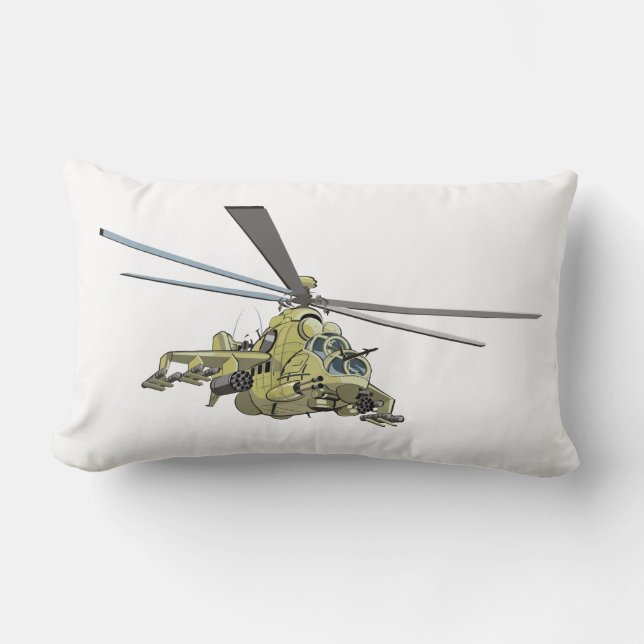 Cartoon Helicopter "Hind" Lumbar Pillow (Front)