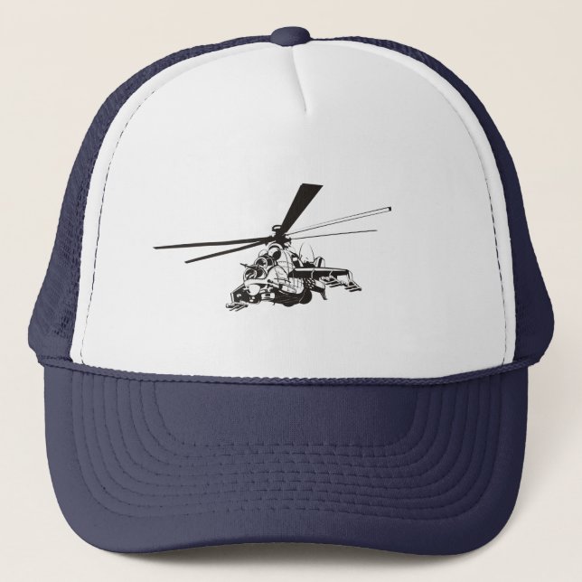 Cartoon Helicopter "Hind" Trucker Hat (Front)