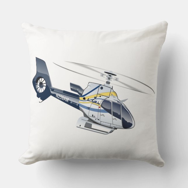 Cartoon Helicopter Throw Pillow (Front)