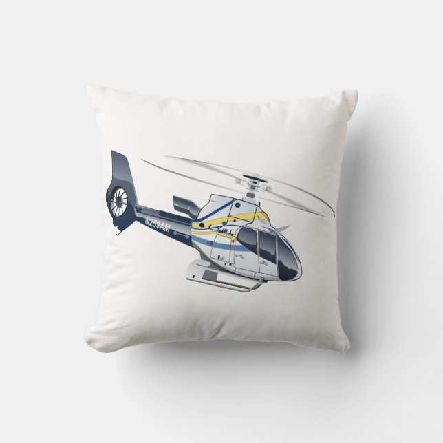Cartoon Helicopter Throw Pillow (Front)