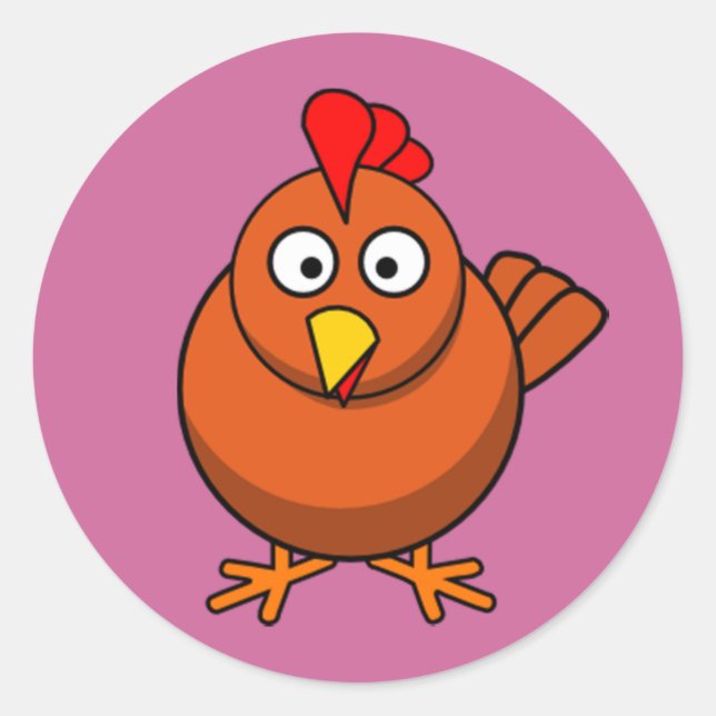 Cartoon Hen Chicken Classic Round Sticker (Front)