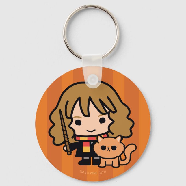 Cartoon Hermione and Crookshanks Keychain (Front)