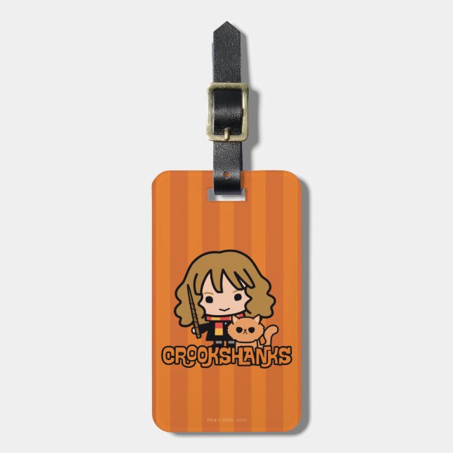 Cartoon Hermione and Crookshanks Luggage Tag (Front Vertical)