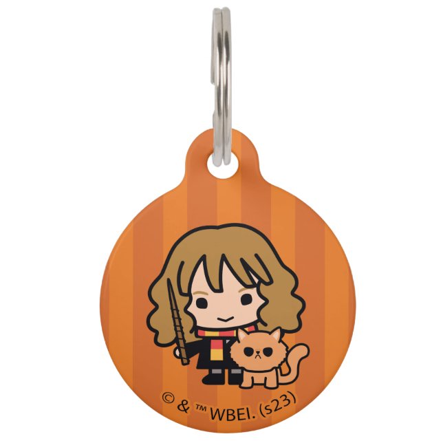 Cartoon Hermione and Crookshanks Pet Tag (Front)