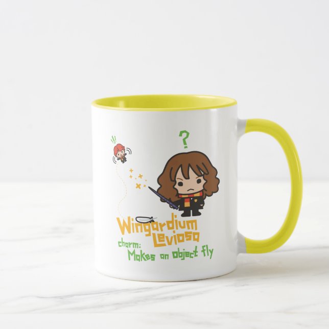 Cartoon Hermione and Ron Wingardium Leviosa Spell Mug (Right)