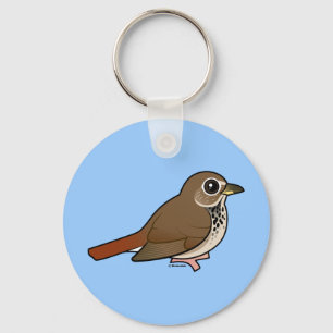 Cartoon Hermit Thrush Keychain
