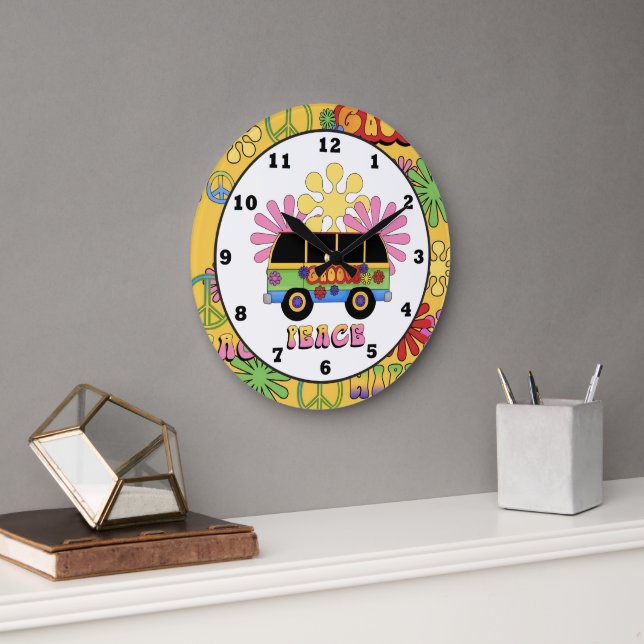 Cartoon Hippie fun wall clock (Office)