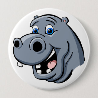 Cartoon Hippo 4 Inch Round Button