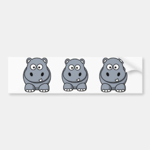 Cartoon Hippo Bumper Sticker