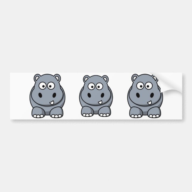 Cartoon Hippo Bumper Sticker (Front)