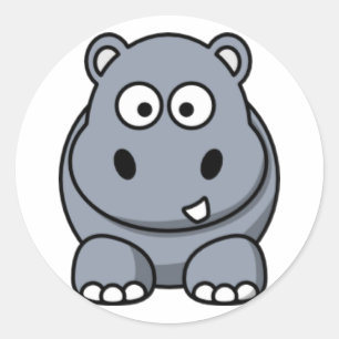 Cartoon Hippo Classic Round Sticker
