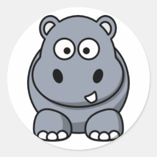 Cartoon Hippo Classic Round Sticker