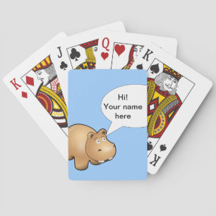 Cartoon hippo fully customizable playing cards