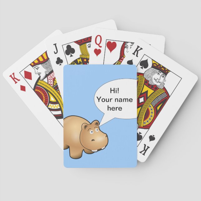 Cartoon hippo fully customizable playing cards (Back)