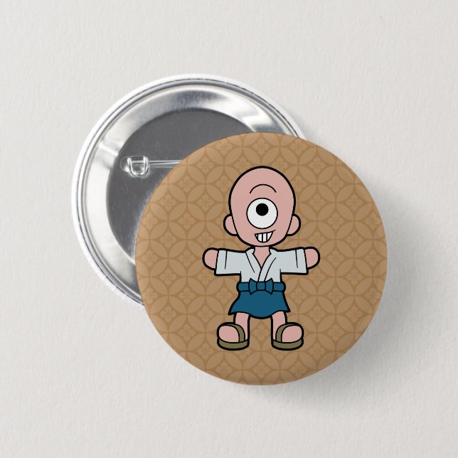 Cartoon Hitotsume-Kozo | Japanese Yokai 2 Inch Round Button (Front & Back)