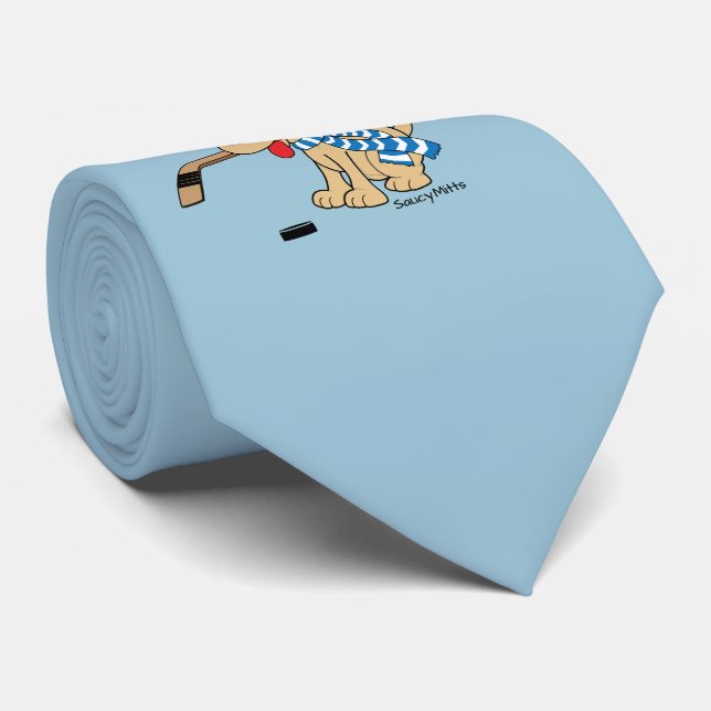 Cartoon Hockey Dog Tie (Rolled)