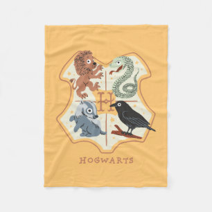 Cartoon Hogwarts Crest Fleece Blanket