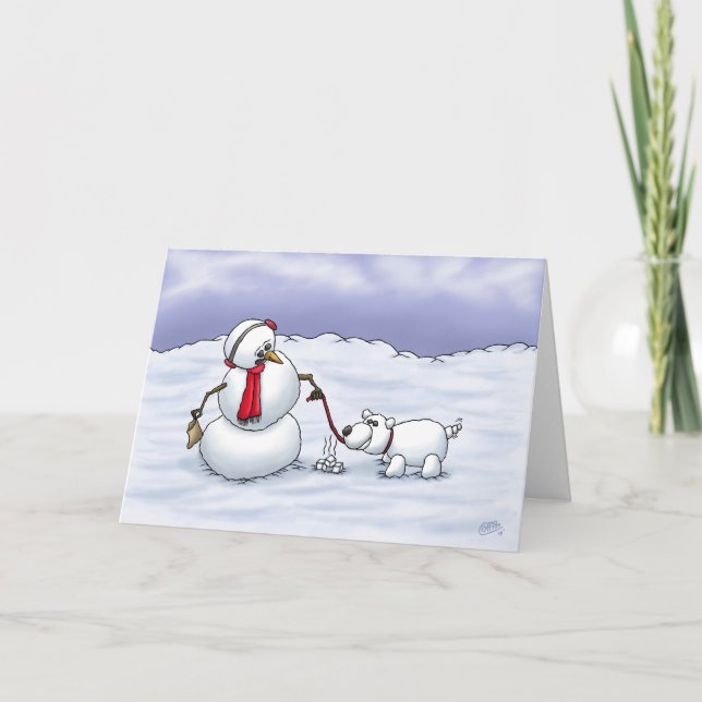 Cartoon Holiday Cards: Good Snow Dog (Front)