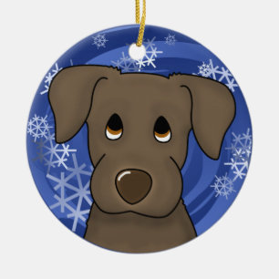 Cartoon Holiday Chocolate Lab Ornament