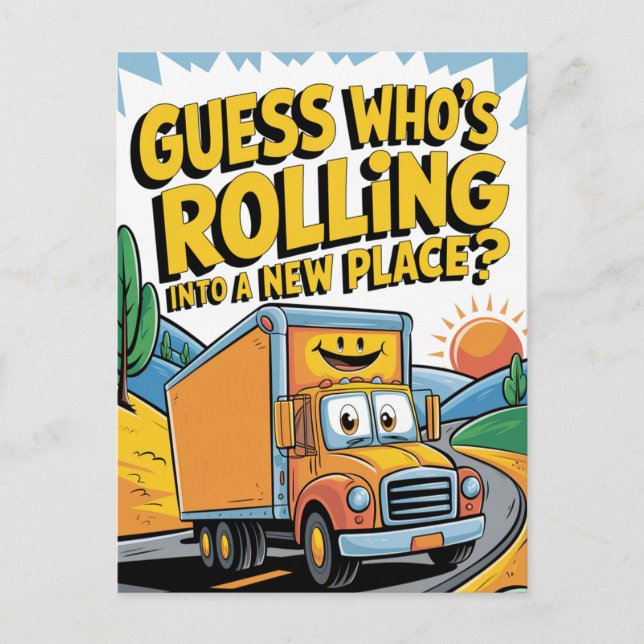 Cartoon Home Moving Announcement Postcard (Front)