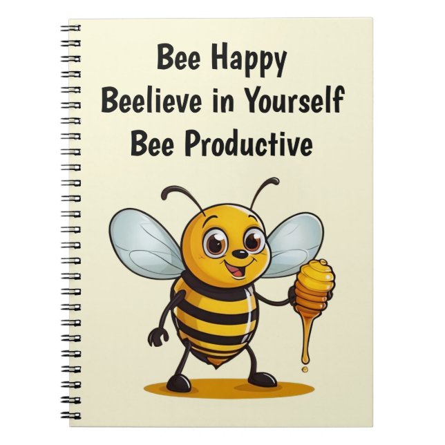 Cartoon Honey Bee Personalized Notebook (Front)