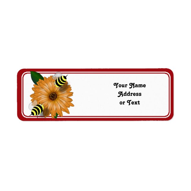 Cartoon Honey Bees Meeting on Orange Flower (Front)