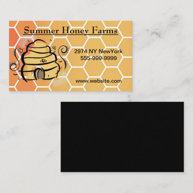 Cartoon Honeycomb Bees Nest Business Card (Front/Back)
