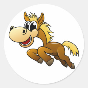 Cartoon Horse Classic Round Sticker