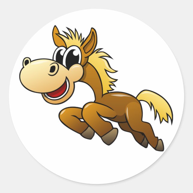 Cartoon Horse Classic Round Sticker (Front)