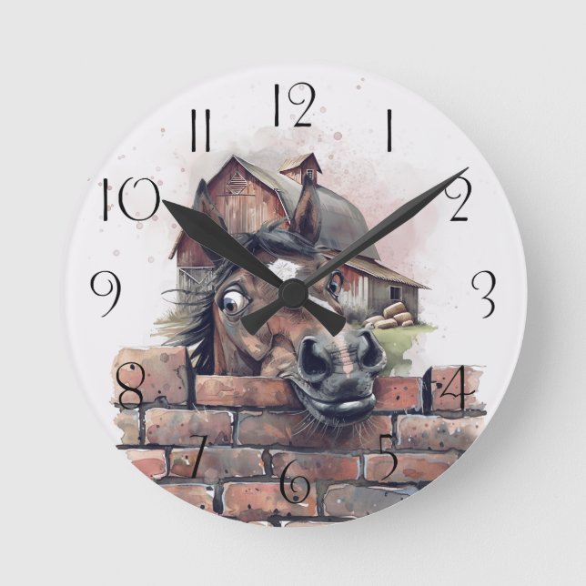 Cartoon Horse Round Clock (Front)