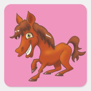 Cartoon Horse Square Sticker