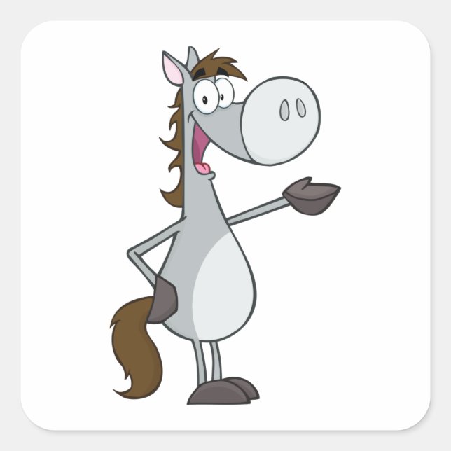 Cartoon Horse Square Sticker (Front)