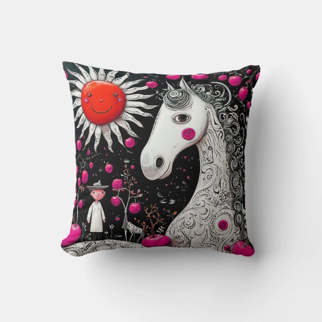 Cartoon horse throw pillow (Front)