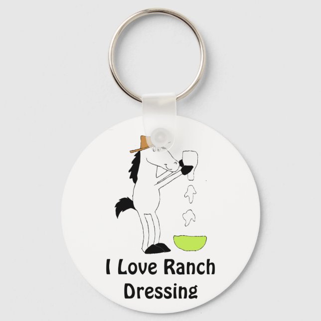 Cartoon Horse With Ranch Dressing Keychain (Front)