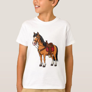 Cartoon Horse With Saddle and Reins T-Shirt