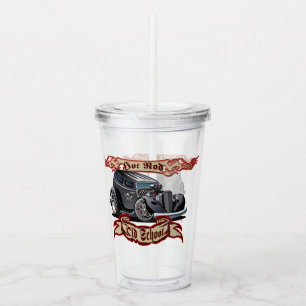 Cartoon hot rod acrylic tumbler