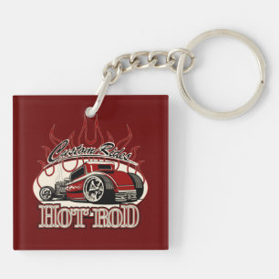 Cartoon hot rod keychain