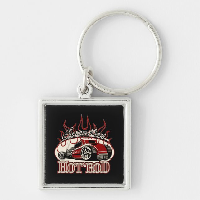 Cartoon hot rod keychain (Front)