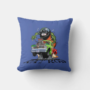 Cartoon hot rod throw pillow
