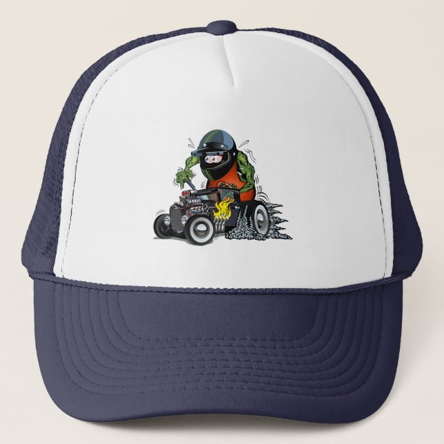 Cartoon hot rod trucker hat (Front)