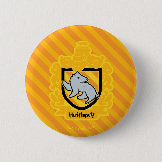 Cartoon Hufflepuff Crest 2 Inch Round Button (Front)